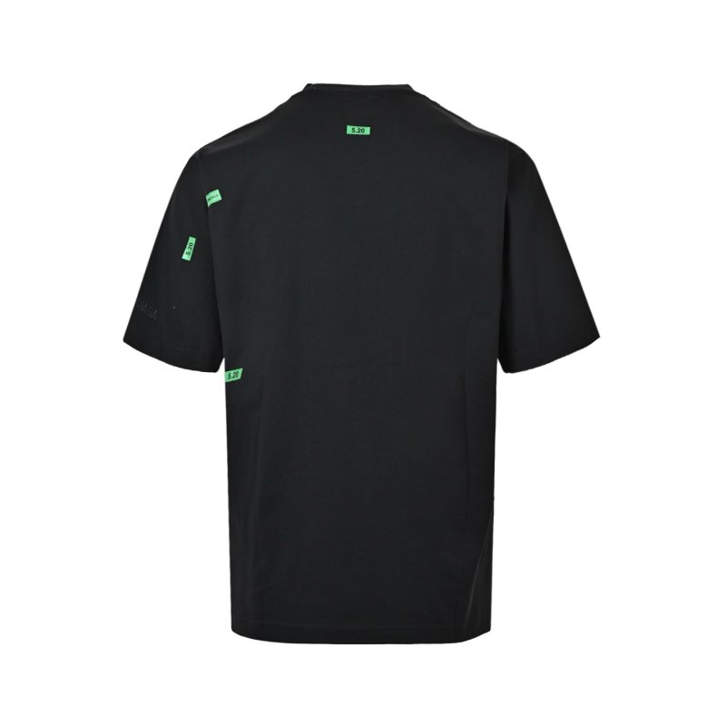Essentials Black T-Shirt with Neon Green Logo Labels view