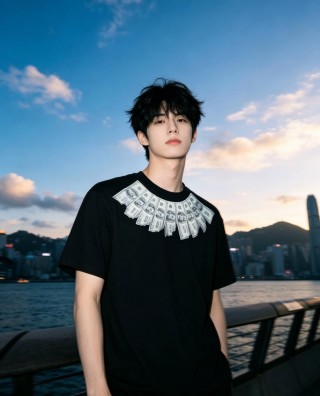 Black Money Chest Print Short Sleeve T-Shirt view 2