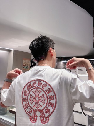 Chrome Hearts Red Logo Short Sleeve T-Shirt White view 3