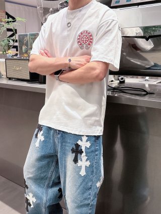 Chrome Hearts Red Logo Short Sleeve T-Shirt White view 4