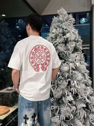 Chrome Hearts Red Logo Short Sleeve T-Shirt White view 8
