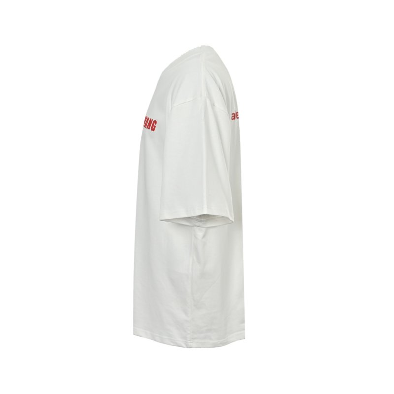 White Short Sleeve T-Shirt with Red Logo Print view