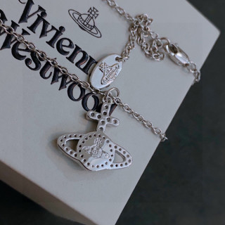 Vivienne Westwood Saturn Crystal Silver Pendant Necklace view 3