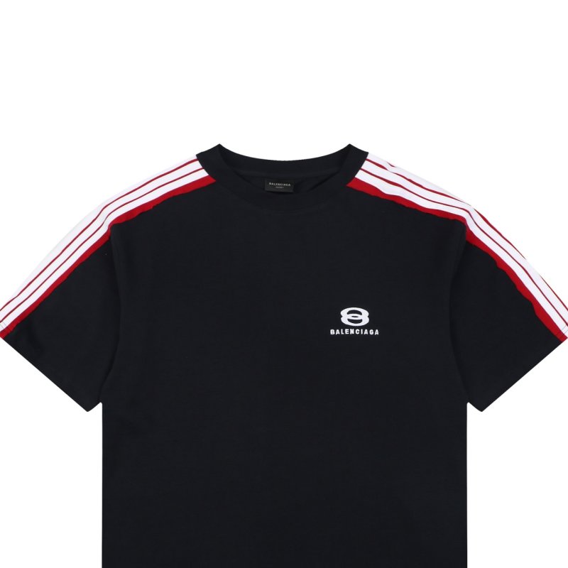 Balenciaga Navy Stripe Short Sleeve T-Shirt view