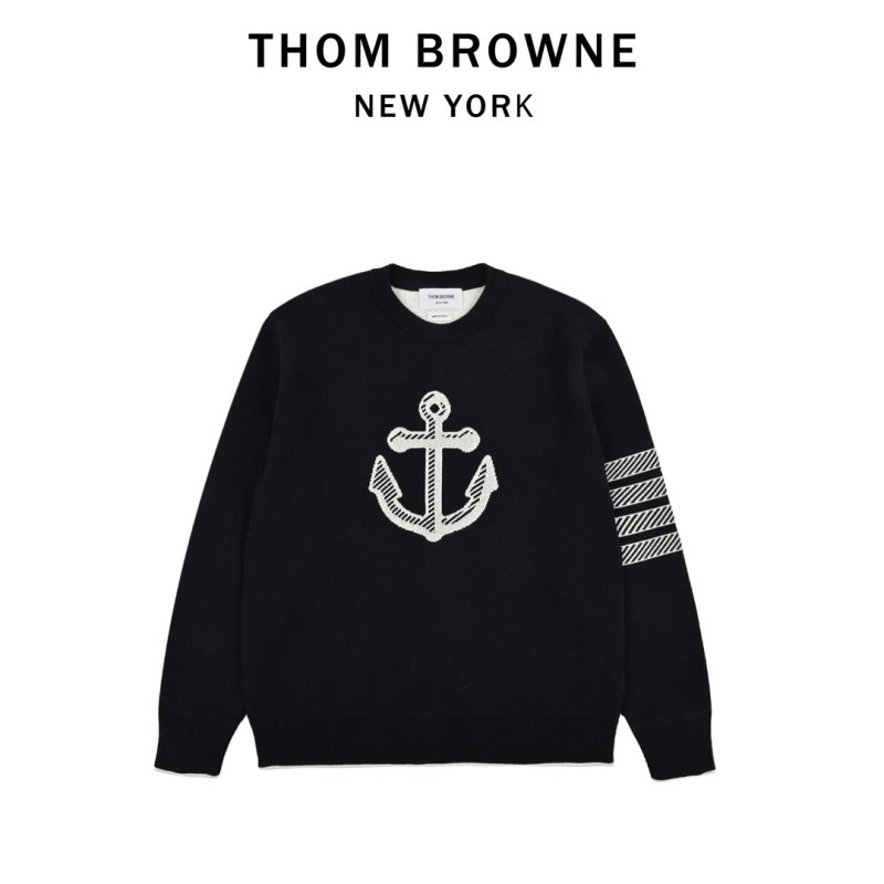 Black Anchor Knit Sweater with White Logo view