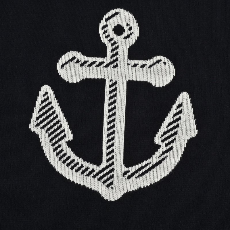 Black Anchor Knit Sweater with White Logo view