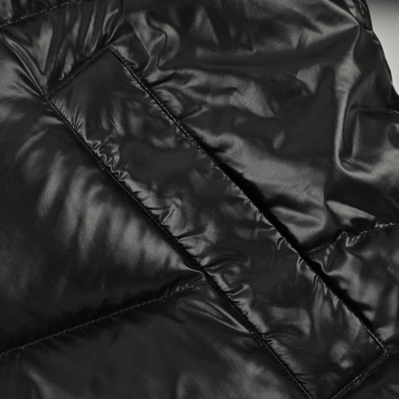 Essentials Black Puffer Down Jacket with Gold Logo view