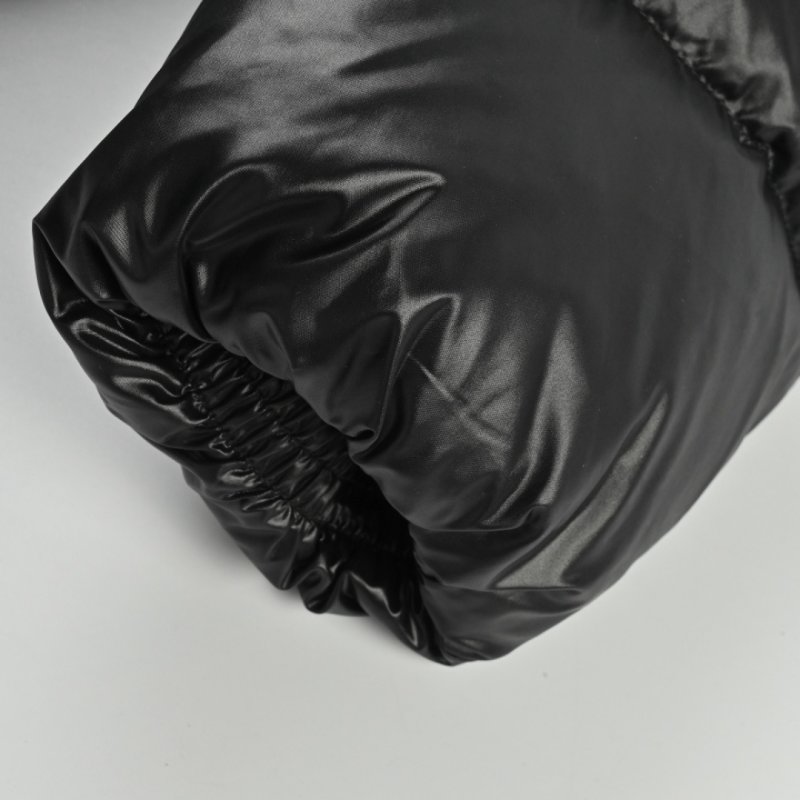 Essentials Black Puffer Down Jacket with Gold Logo view