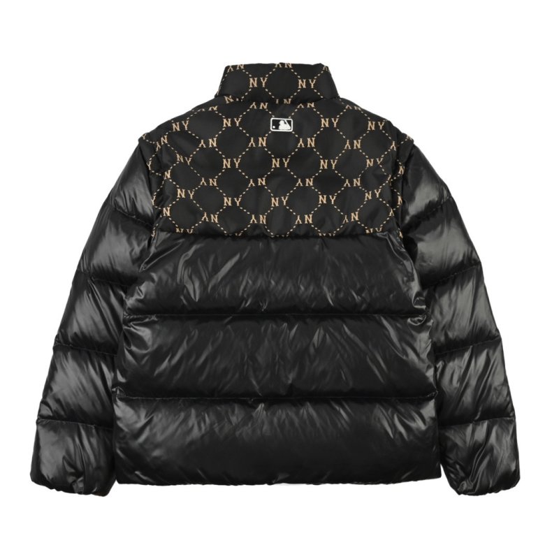 Essentials Black Puffer Down Jacket with Gold Logo view