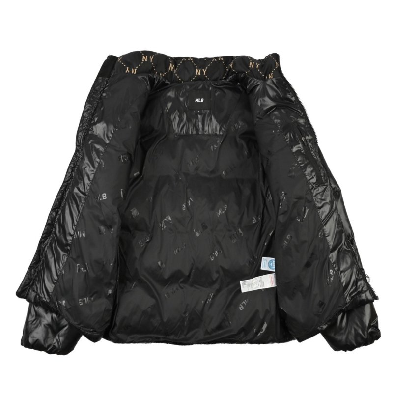 Essentials Black Puffer Down Jacket with Gold Logo view