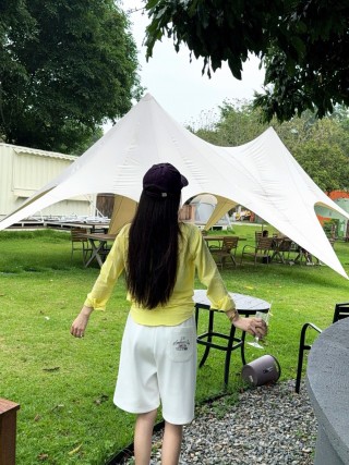 White Star Print Shorts with Blue Drawstring view 3