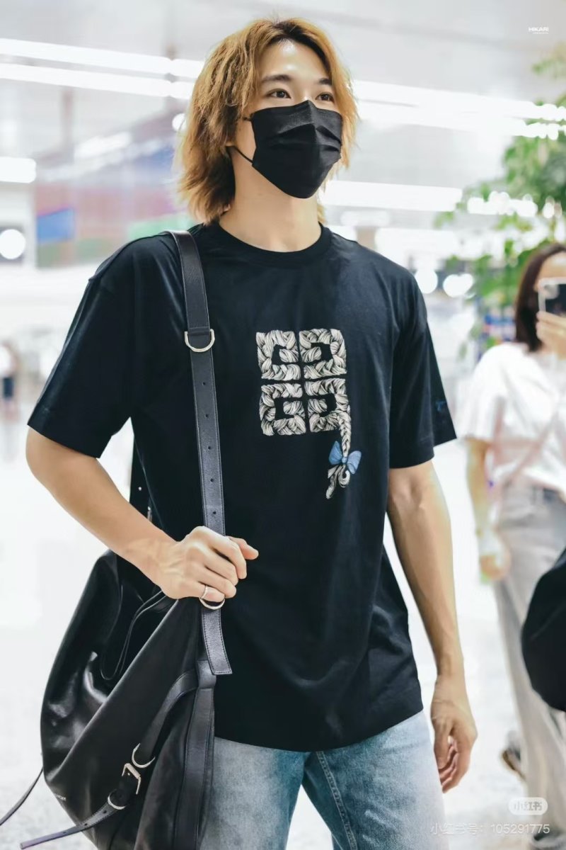 Black Graphic Print Short Sleeve T-Shirt with Floral Pattern