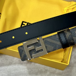 Fendi FF Logo Buckle Belt Black Monogram Leather view 2