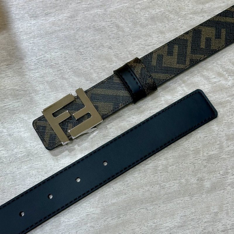 Fendi FF Logo Buckle Belt Black Monogram Leather view