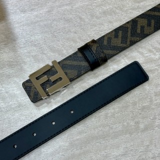Fendi FF Logo Buckle Belt Black Monogram Leather view 3
