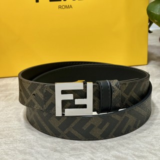 Fendi FF Logo Buckle Belt Black Monogram Leather view 5