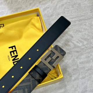 Fendi FF Logo Buckle Belt Black Monogram Leather view 7