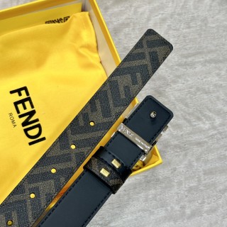 Fendi FF Logo Buckle Belt Black Monogram Leather view 8