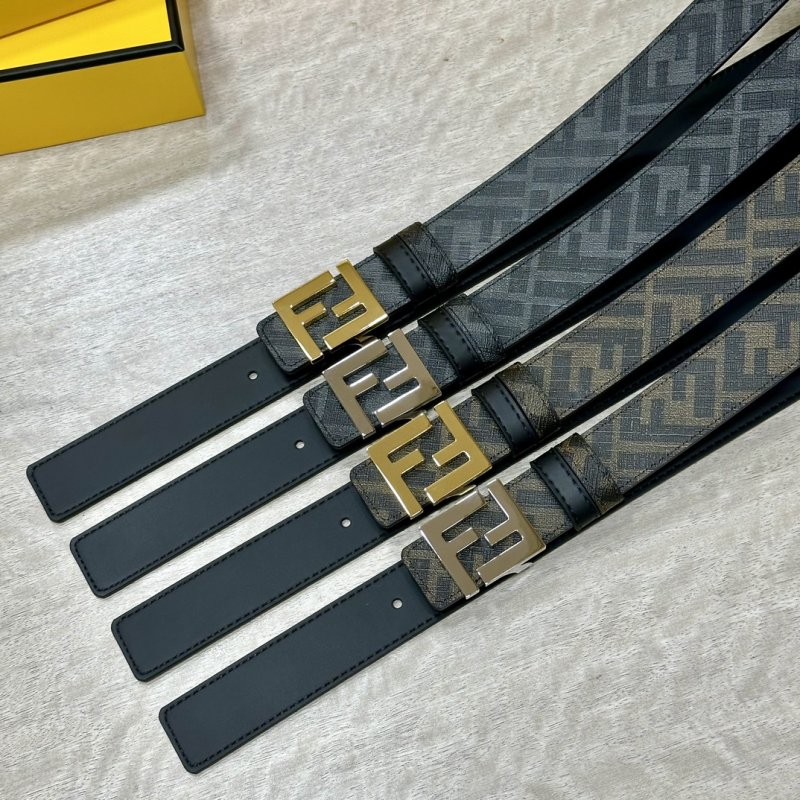 Fendi FF Logo Buckle Belt Black Monogram Leather view