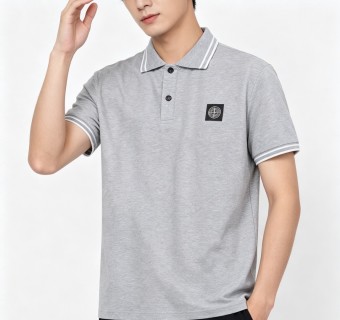 Stone Island Grey Polo Shirt with Compass Badge view 4