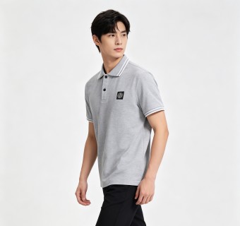 Stone Island Grey Polo Shirt with Compass Badge view 5