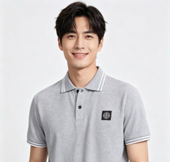 Stone Island Grey Polo Shirt with Compass Badge view 6