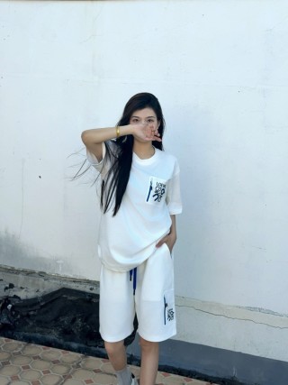 Loewe Anagram White Shorts with Blue Drawstring view 8