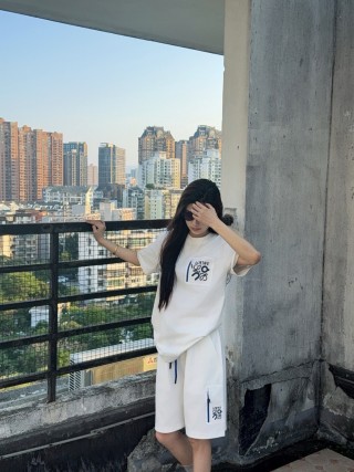 Loewe Anagram White Shorts with Blue Drawstring view 9