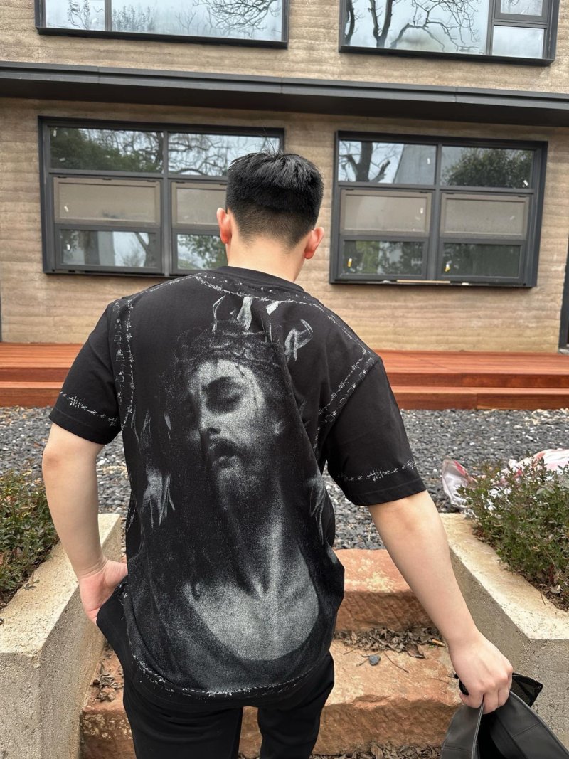 Black Graphic Portrait Short Sleeve T-Shirt