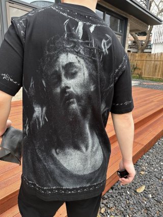 Black Graphic Portrait Short Sleeve T-Shirt view 3