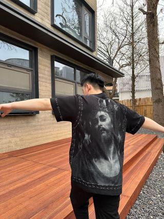 Black Graphic Portrait Short Sleeve T-Shirt view 8