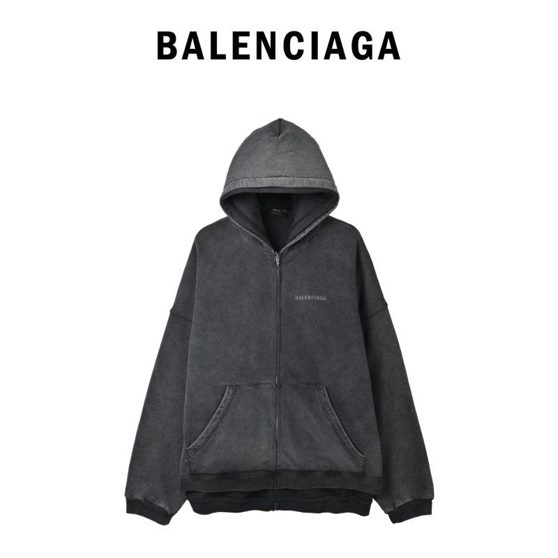 Charcoal Washed Denim Zip Hoodie Jacket view