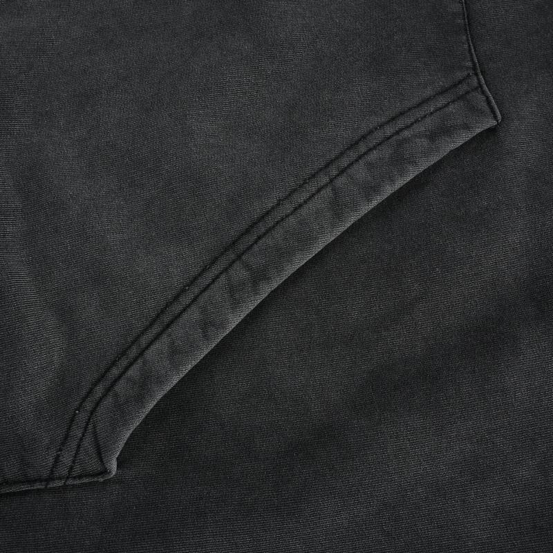 Charcoal Washed Denim Zip Hoodie Jacket view