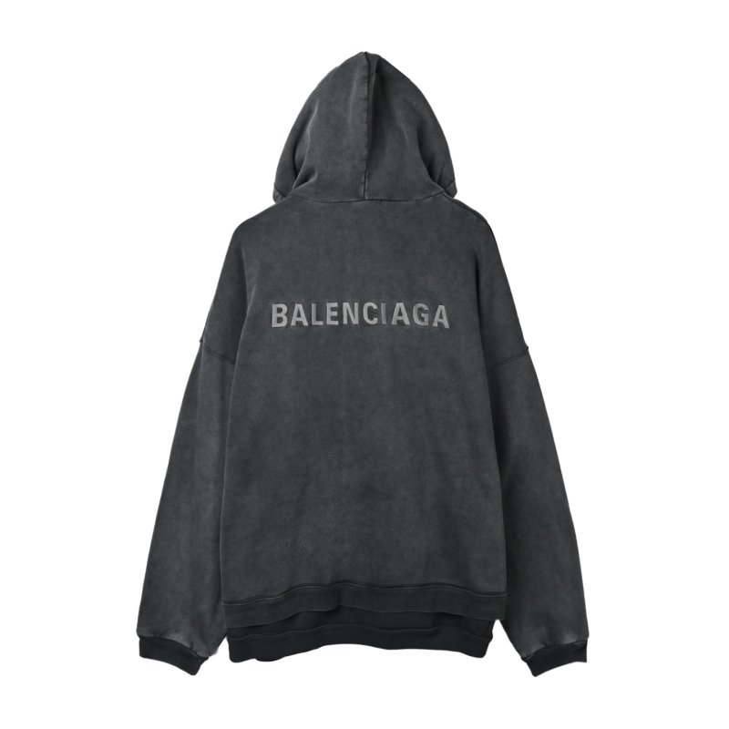 Charcoal Washed Denim Zip Hoodie Jacket view