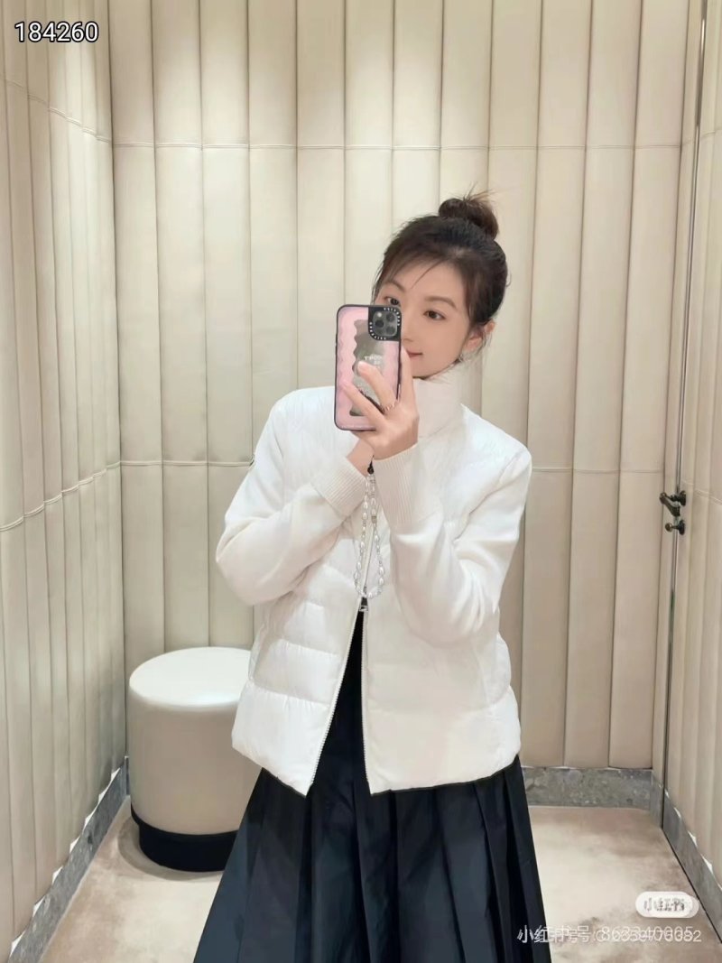 White Quilted Down Puffer Jacket