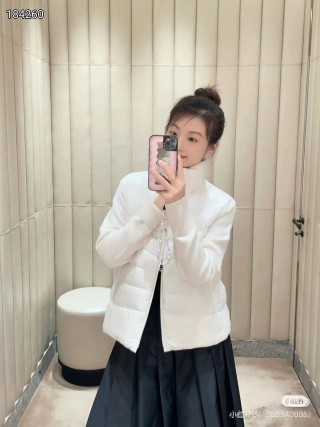 White Quilted Down Puffer Jacket