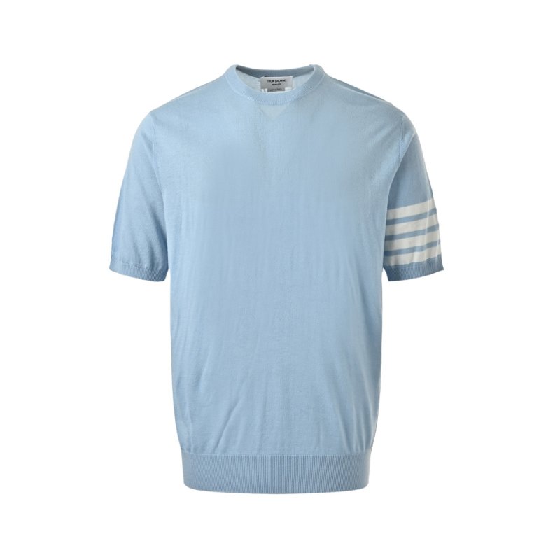 Light Blue Striped Short Sleeve Crewneck T-Shirt view