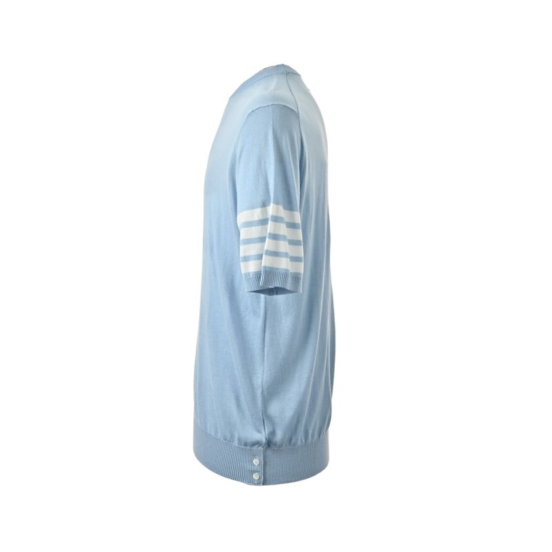 Light Blue Striped Short Sleeve Crewneck T-Shirt view