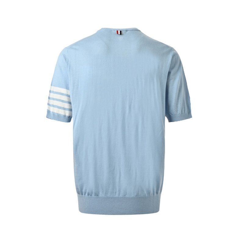 Light Blue Striped Short Sleeve Crewneck T-Shirt view
