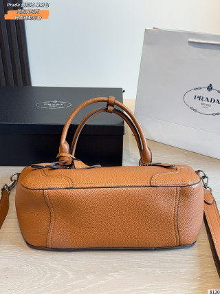 Prada Cognac Leather Tote Shoulder Bag view 8