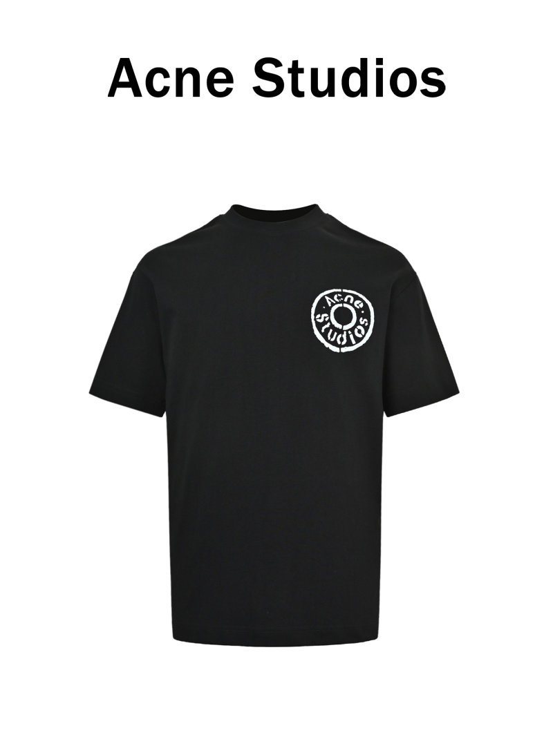 Black Crew Neck T-Shirt with Circle Logo