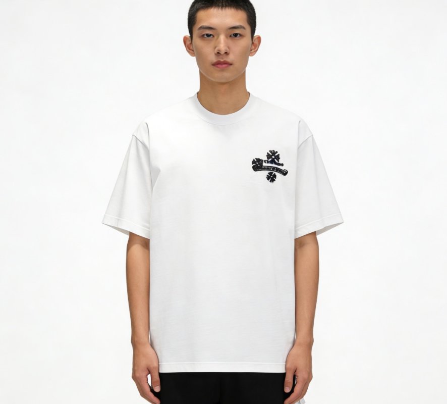 Essentials White Short Sleeve T-Shirt with Black Logo view