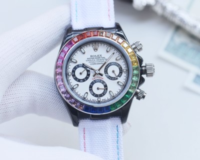 Rolex Daytona 43mm Rainbow Chronograph White Dial view 2