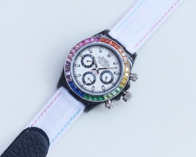 Rolex Daytona 43mm Rainbow Chronograph White Dial view 3