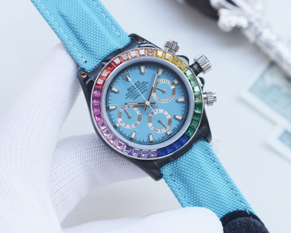 Rolex Daytona 43mm Rainbow Chronograph White Dial view