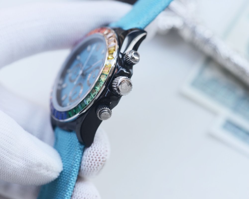 Rolex Daytona 43mm Rainbow Chronograph White Dial view