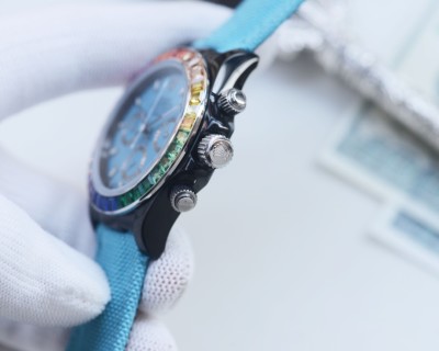 Rolex Daytona 43mm Rainbow Chronograph White Dial view 7