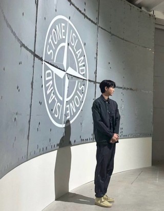 Stone Island Black Crinkle Nylon Hooded Jacket view 2