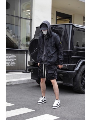Stone Island Black Crinkle Nylon Hooded Jacket view 3