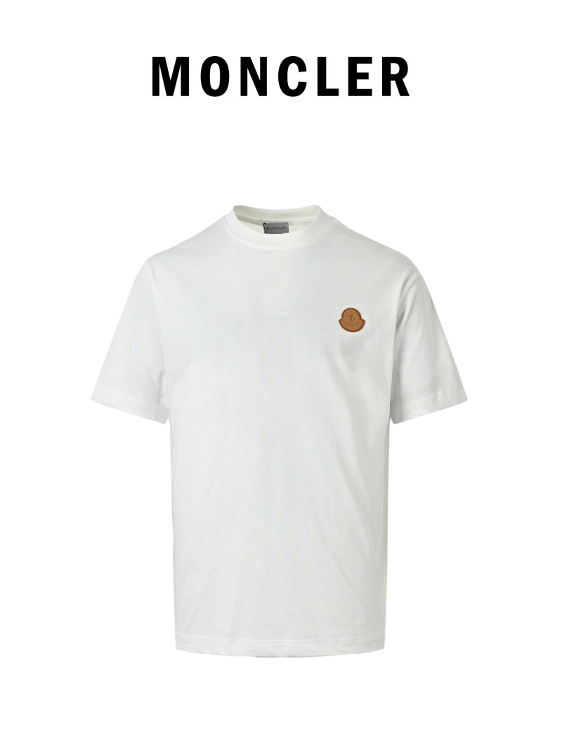 Moncler White Short Sleeve T-Shirt with Embroidered Logo view